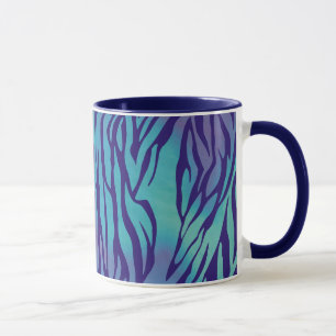 Caneca Listras de zebra azuis e roxas aquáticas