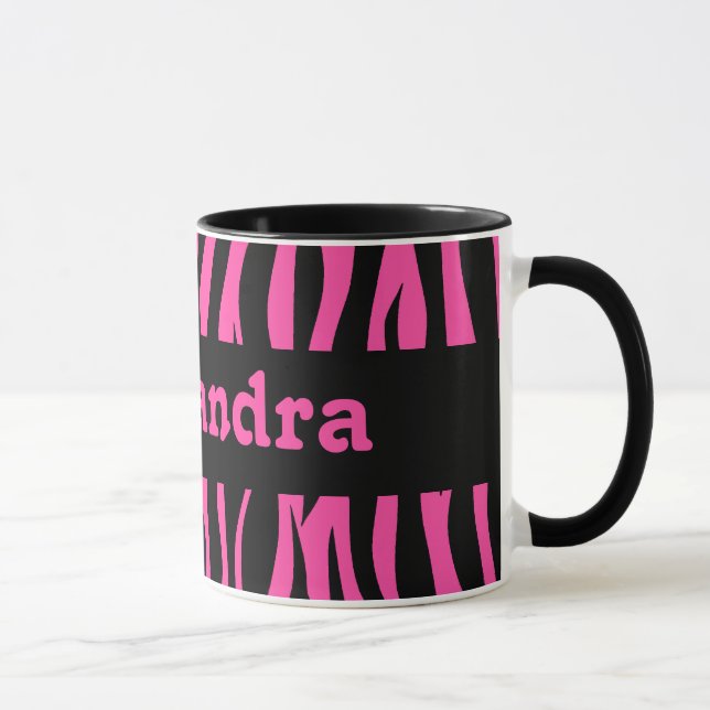 Caneca Listras de zebra rosa-quente enrolam seu nome ao r (Direita)