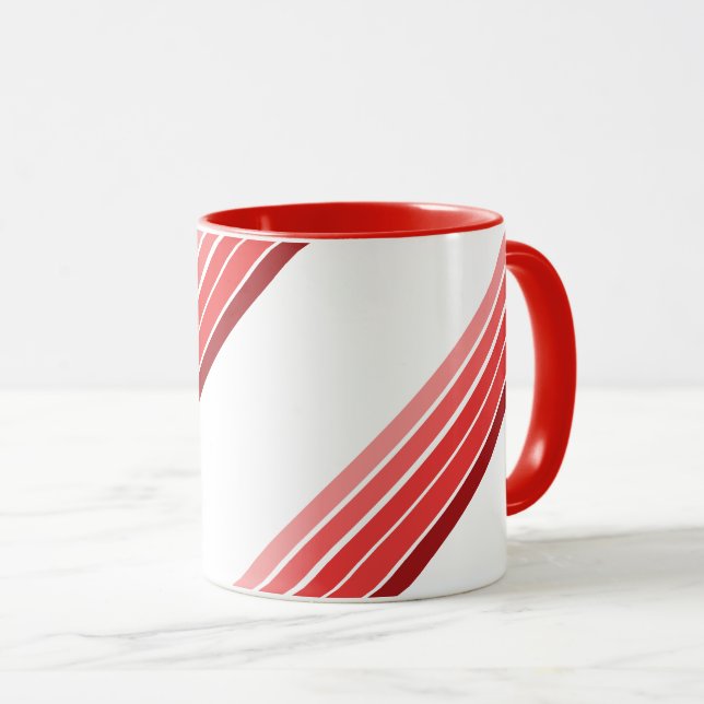 Caneca - Listras diagonais em tons de vermelho (Frente Esquerda)