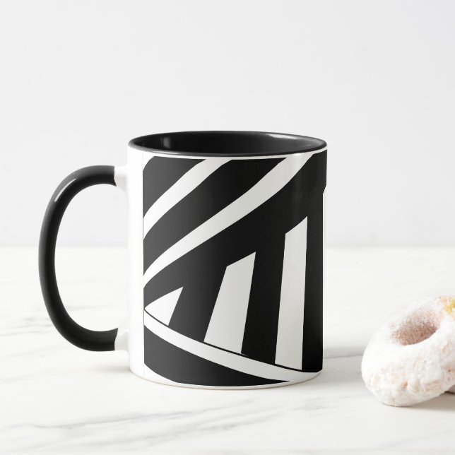 Caneca Listras diagonais pretas e brancas  (Com Donut)