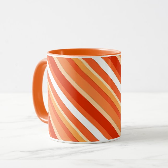 Caneca Listras doces em camadas - laranja e branco (Frente Esquerda)
