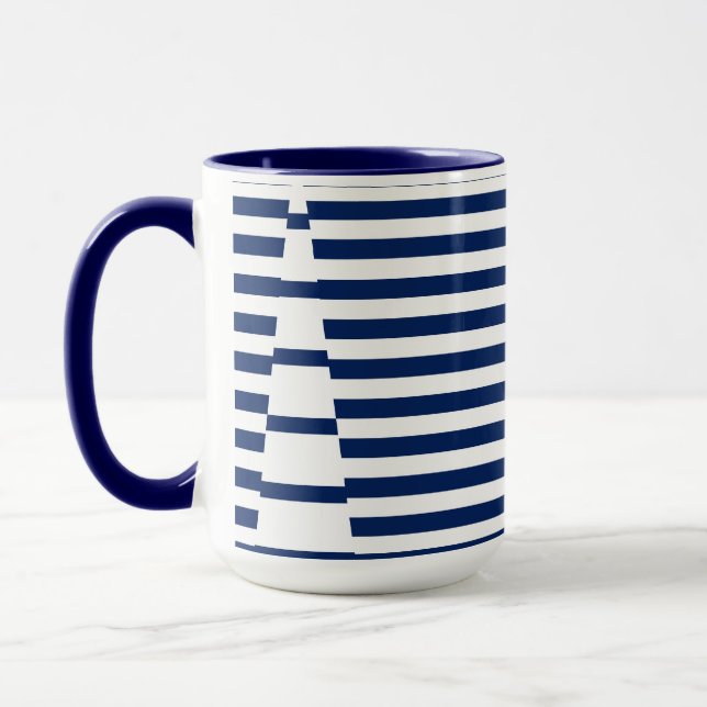 Caneca Listras em Listras em Azul e Branco (Esquerda)
