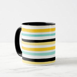 Caneca Listras Horizontais Multicolor Pintadas à Mão