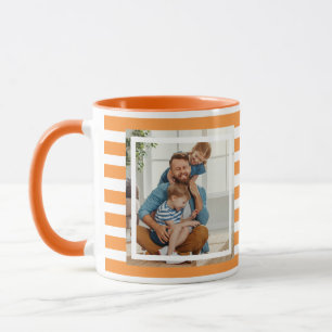 Caneca Listras laranjas e brancas minimalistas modernas 2