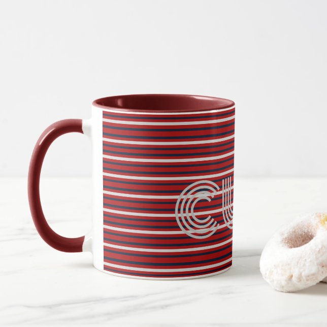 Caneca Listras Monogramadas Modernas  (Com Donut)