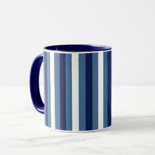Caneca Listras Náuticas Azul Navy Fumaça Azul Crisp Branc