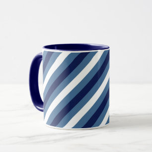 Caneca Listras Náuticas Azul Navy Fumaça Azul Crisp Branc