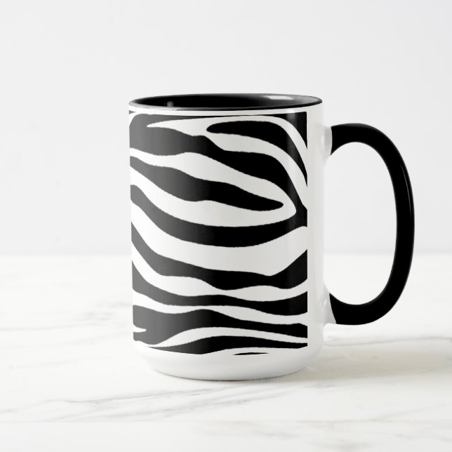Caneca Listras pretas & brancas da zebra; Quadro (Direita)