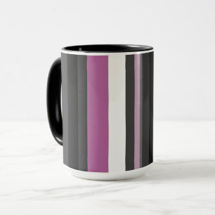 Caneca Listras Pretas, Cinzas e Brancas