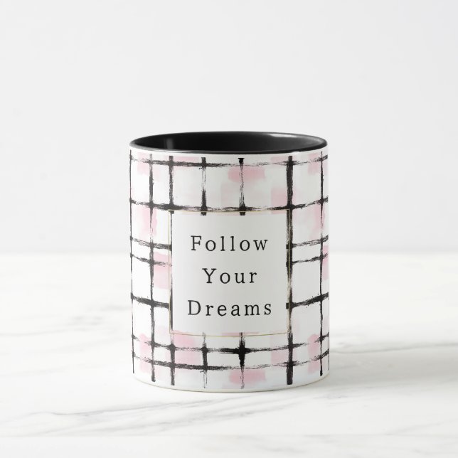 Caneca Listras Pretas Rosa Siga seus sonhos (Centro)