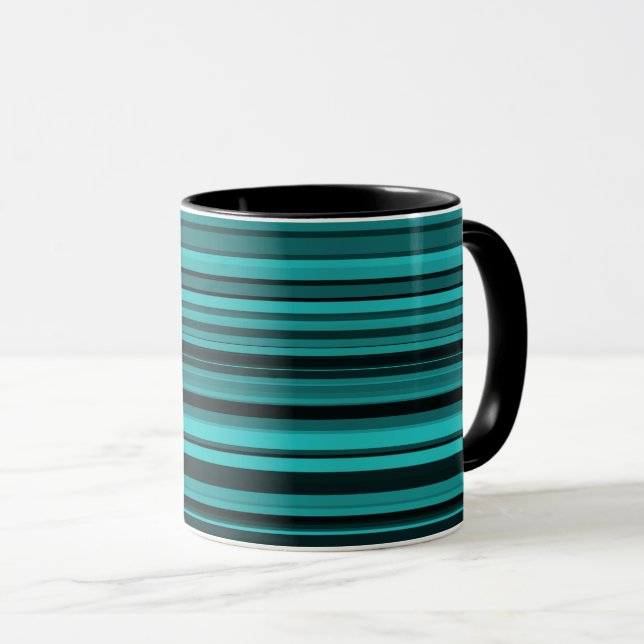 Caneca Listras Pretas Turquesa (Frente Esquerda)