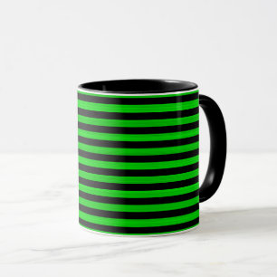 Caneca Listras Pretas Verdes Padrão Sem Costura