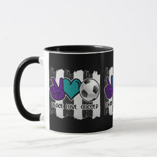 Caneca Listras Preto e Branco Paz Amor Futebol