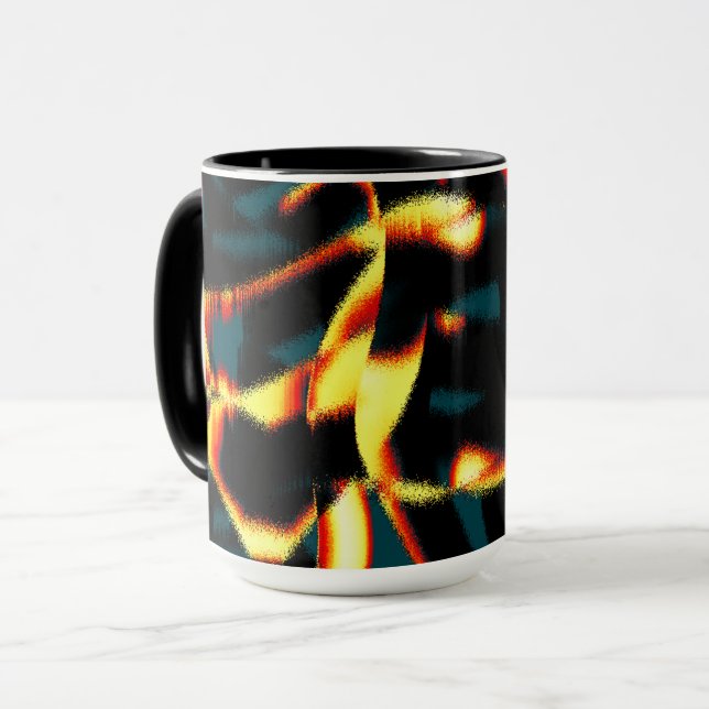 Caneca Listras queimadas com aspecto vermelho vermelho, b (Frente Esquerda)