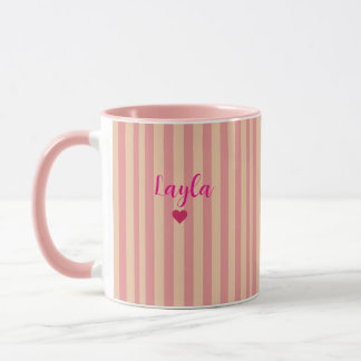 Caneca Listras Rosa Presente Moderno Personalizado com No