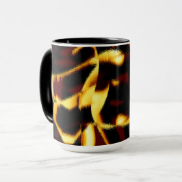 Caneca Listras torcidas queimadas amarelas parecem veloze