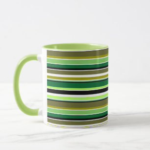 Caneca Listras verdes brancas fofas