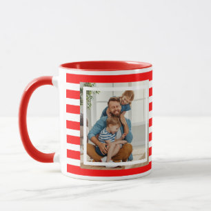 Caneca Listras Vermelhas e Brancas minimalistas modernas