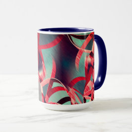 Caneca Listras vermelhas sobre a cinza ou imagem azul, pe