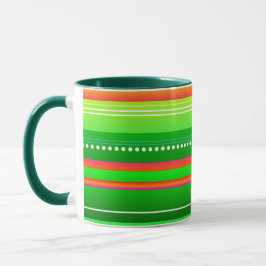Caneca Listras vermelhas verdes Mug de Natal