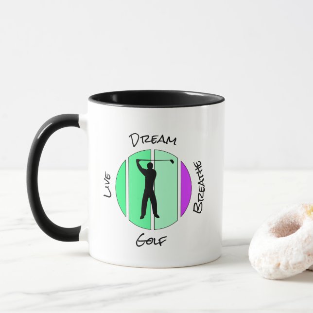 Caneca Live, dream, breathe golf (Com Donut)