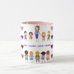 Caneca Live ~ Laugh ~ Love ~ Learning School Teacher