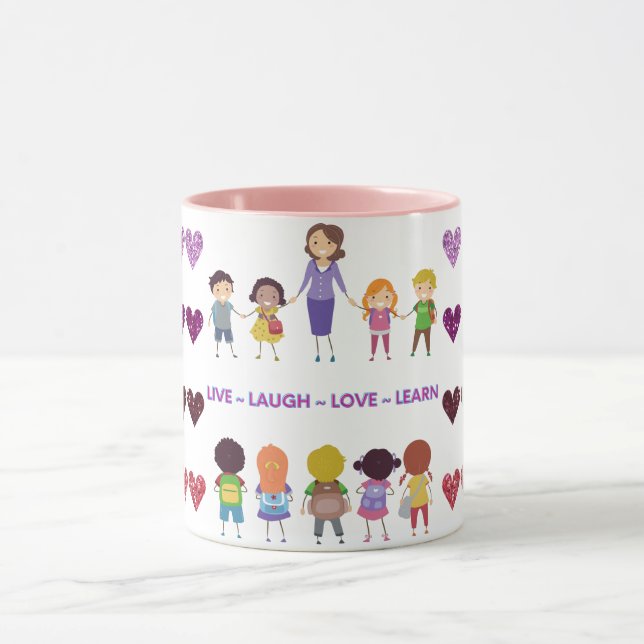 Caneca Live ~ Laugh ~ Love ~ Learning School Teacher (Centro)