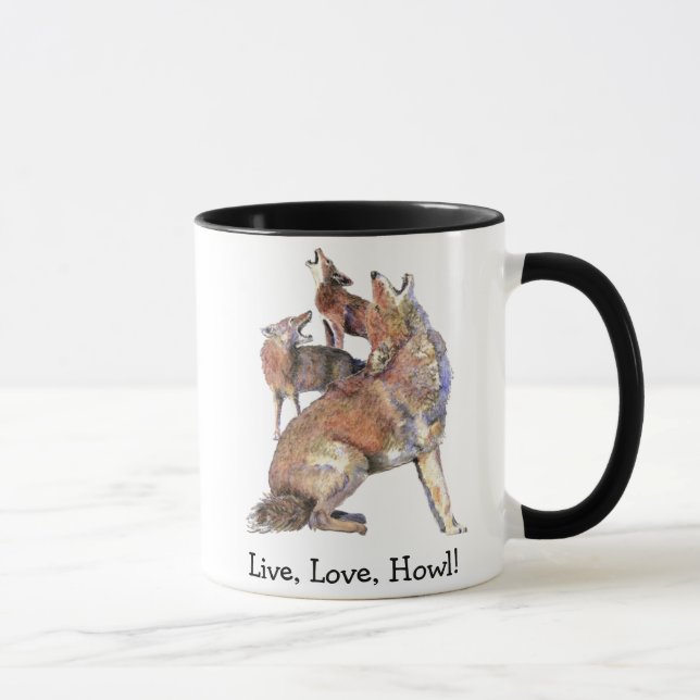 Caneca Live Love Howl Divirta Cotação Howl Howting Coyote (Direita)