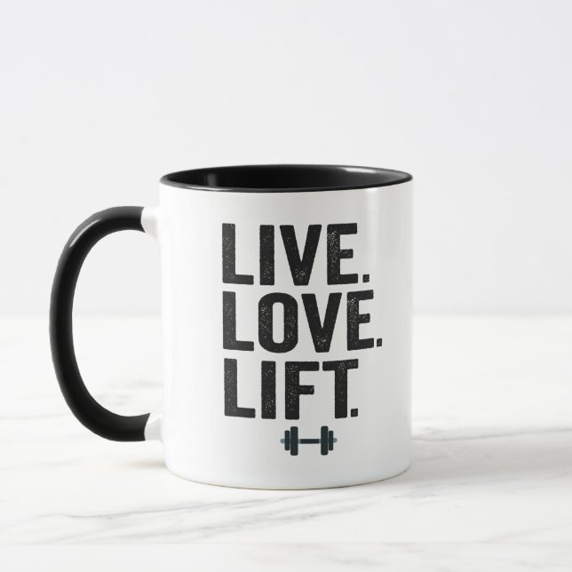 Caneca Live Love Levanta Malhação Engraçada Levantando Gy (Esquerda)