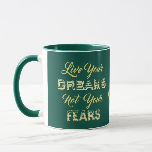 Caneca Live Your Dreams nome personalizado e imagens colo (Esquerda)