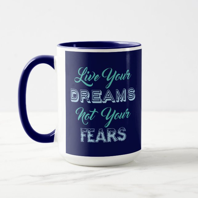 Caneca Live Your Dreams nome personalizado e imagens colo (Esquerda)