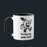 Caneca Living My Zest Life Fun Lemon Pun<br><div class="desc">'Living My Zest Life' fun lemon pun design. Designed by Thisisnotme©</div>