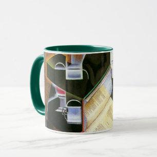 Caneca Livro, Cano e Óculos, Juan Gris, Cubismo Vintage
