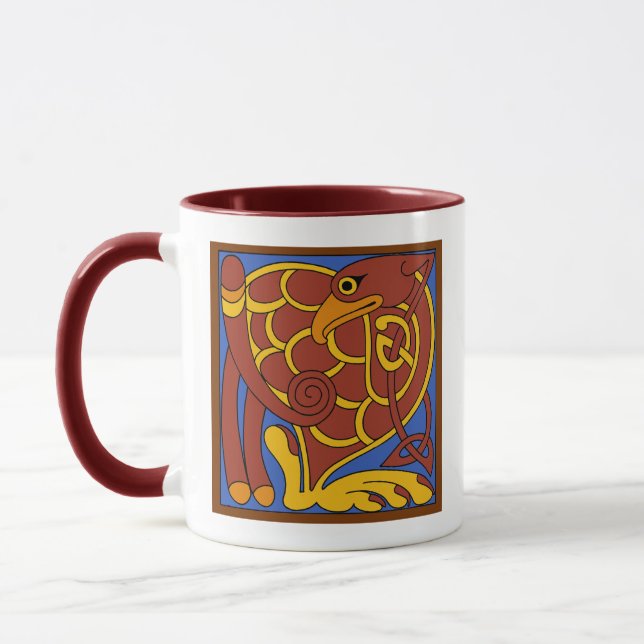 Caneca Livro De Pássaro Medieval Do Nó Celta Kells (Esquerda)