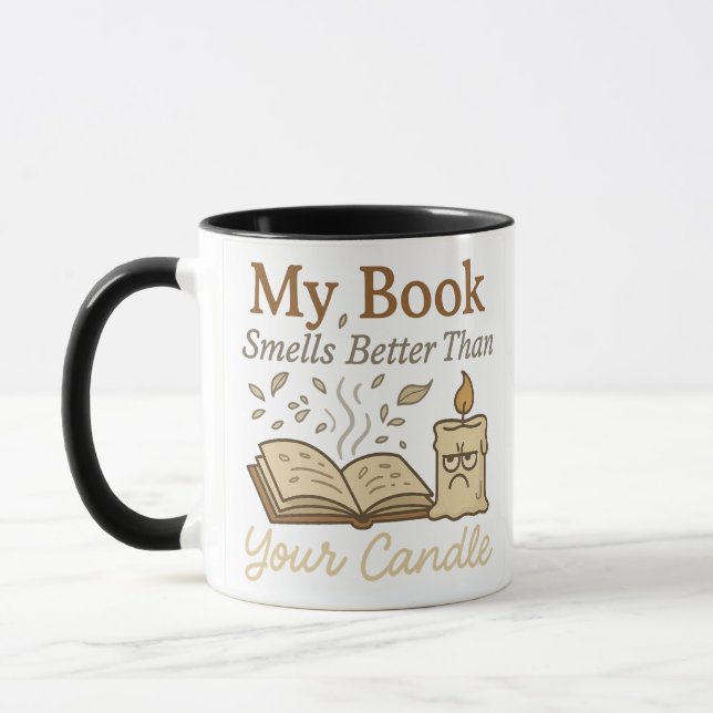 Caneca Livro Engraçado Lover Mug - "Meu Livro Cheira Melh (Esquerda)