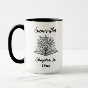 Caneca Livro Floral do 30º Aniversário Personalizado - Ca