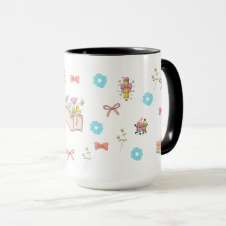 Caneca Livro Floral Pastel Estético 
