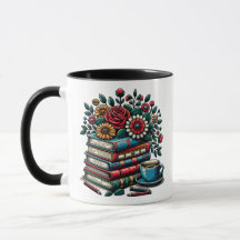 Livros Antigos Personalizados, Café e Flores