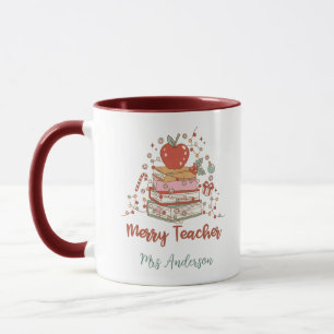 Caneca Livros de Natal da Árvore de Natal Personalizados