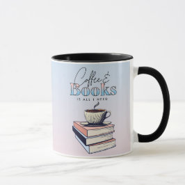 Caneca Livros de Vintage e Café é tudo que preciso