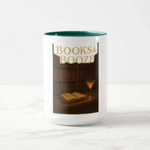Caneca Livros e Booze Para o amante do bar