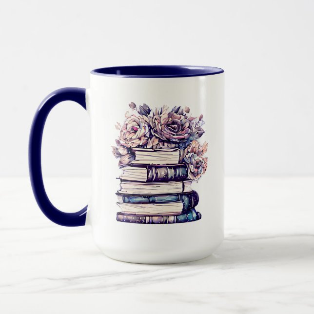 Caneca Livros e Rosas Antigos Personalizados (Esquerda)