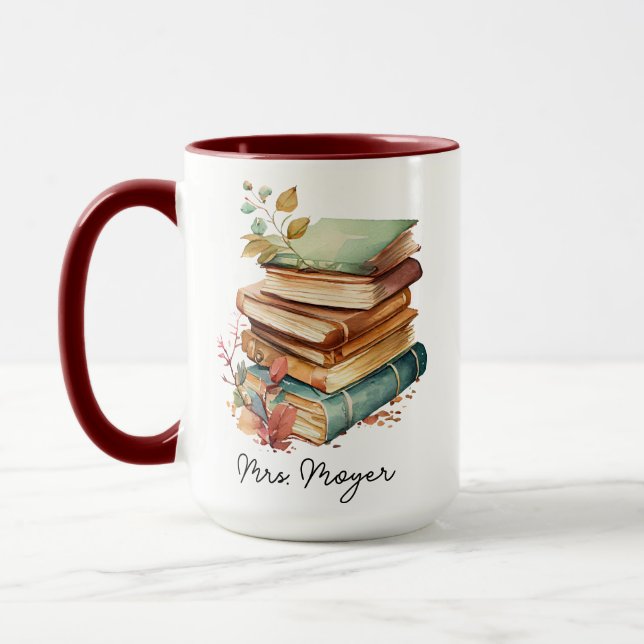 Caneca Livros Florais Personalizados Oferece Presente par (Esquerda)