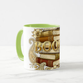 Caneca Livros Leitores Escritores Bibliófilos Tom de Ouro