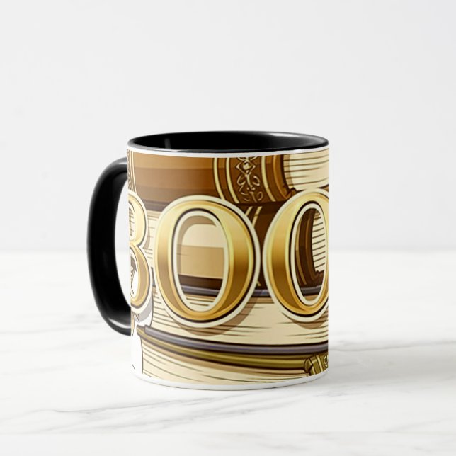 Caneca Livros Leitores Escritores Bibliófilos Tom Dourado (Frente Esquerda)