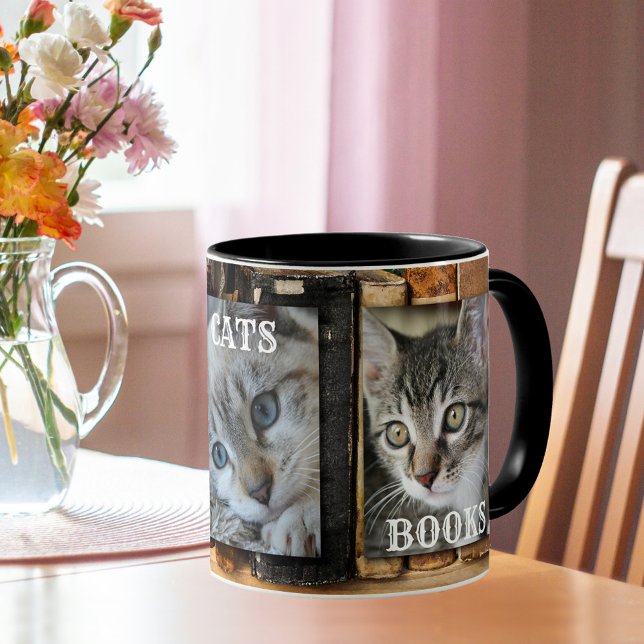 Caneca Livros personalizados de café Cats Fotografia (Criador carregado)