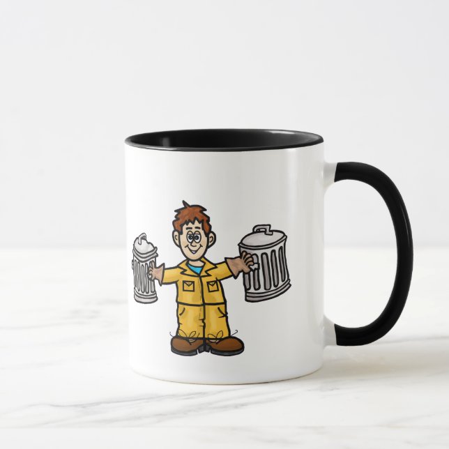 Caneca Lixo Vermelho Segurando 2 Cans Mug (Direita)