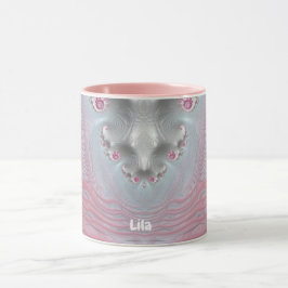 Caneca LLA ~ Zany 3D Fractal ~ Rosa e Branco