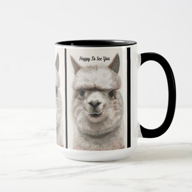 Caneca Llama Sorri Personalizar Grande Mug De Café (Direita)