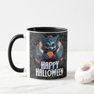 Caneca Lobisomem Comendo Doce Feliz Halloween